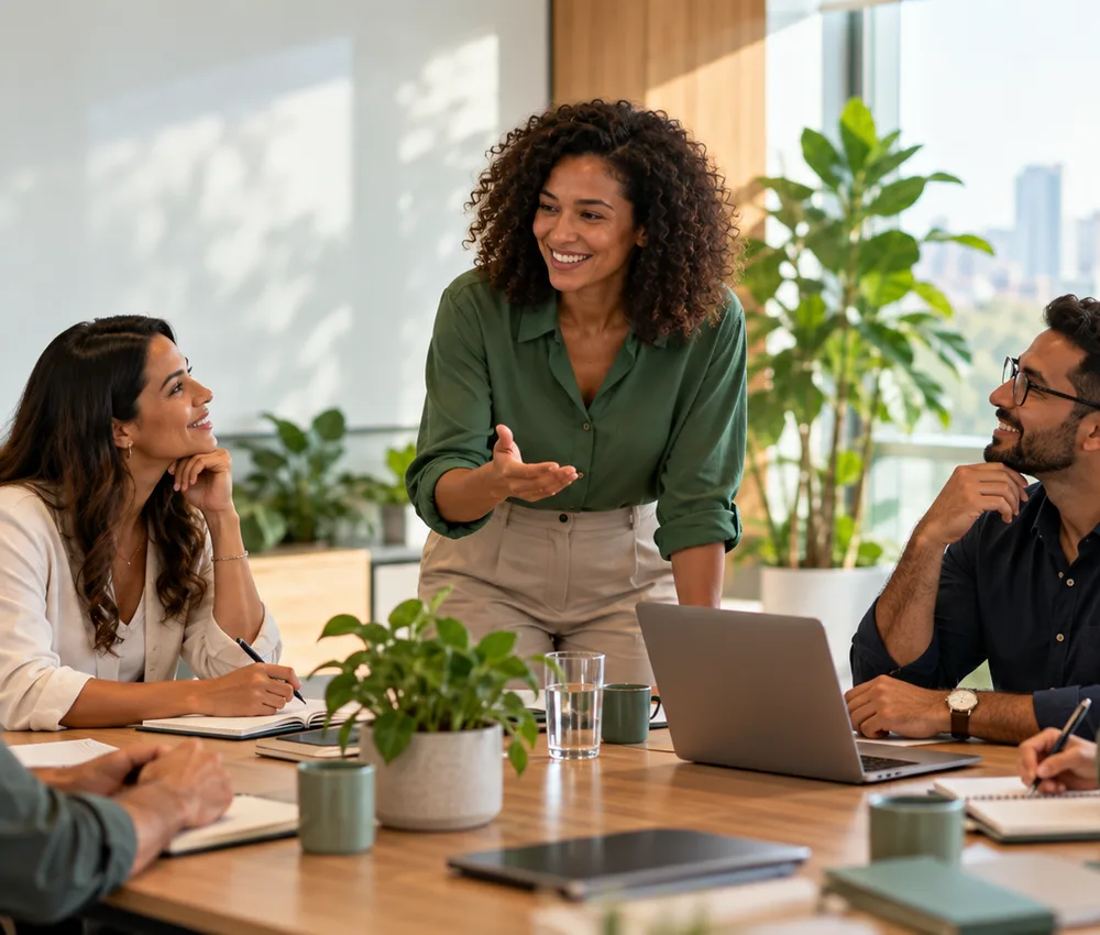 Equipe em encontro corporativo