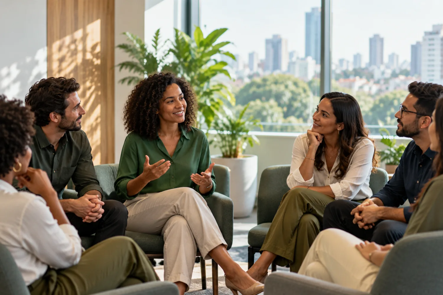 Roda de conversa em ambiente corporativo