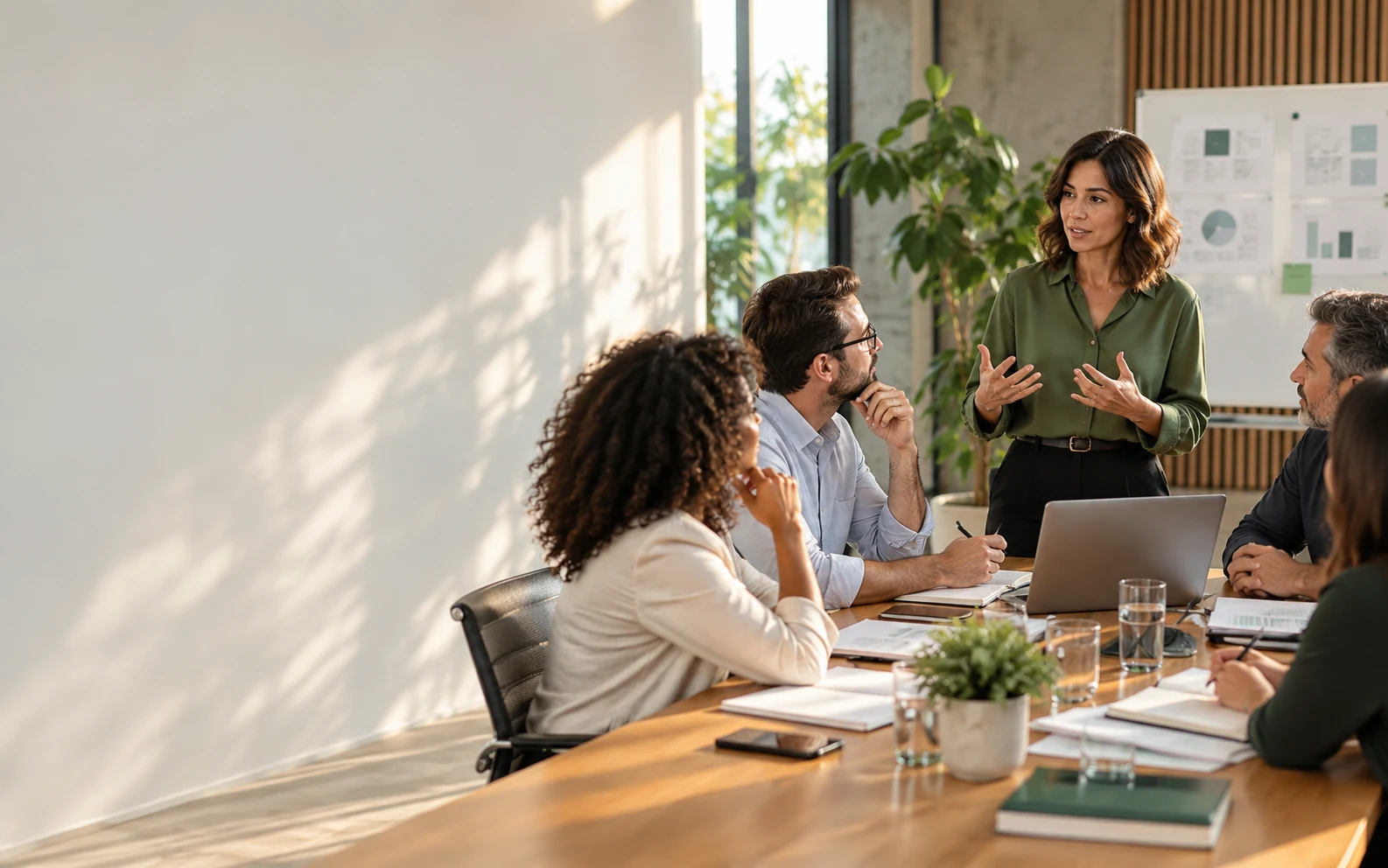 Liderança e equipe discutindo prevenção e gestão de pessoas em ambiente corporativo