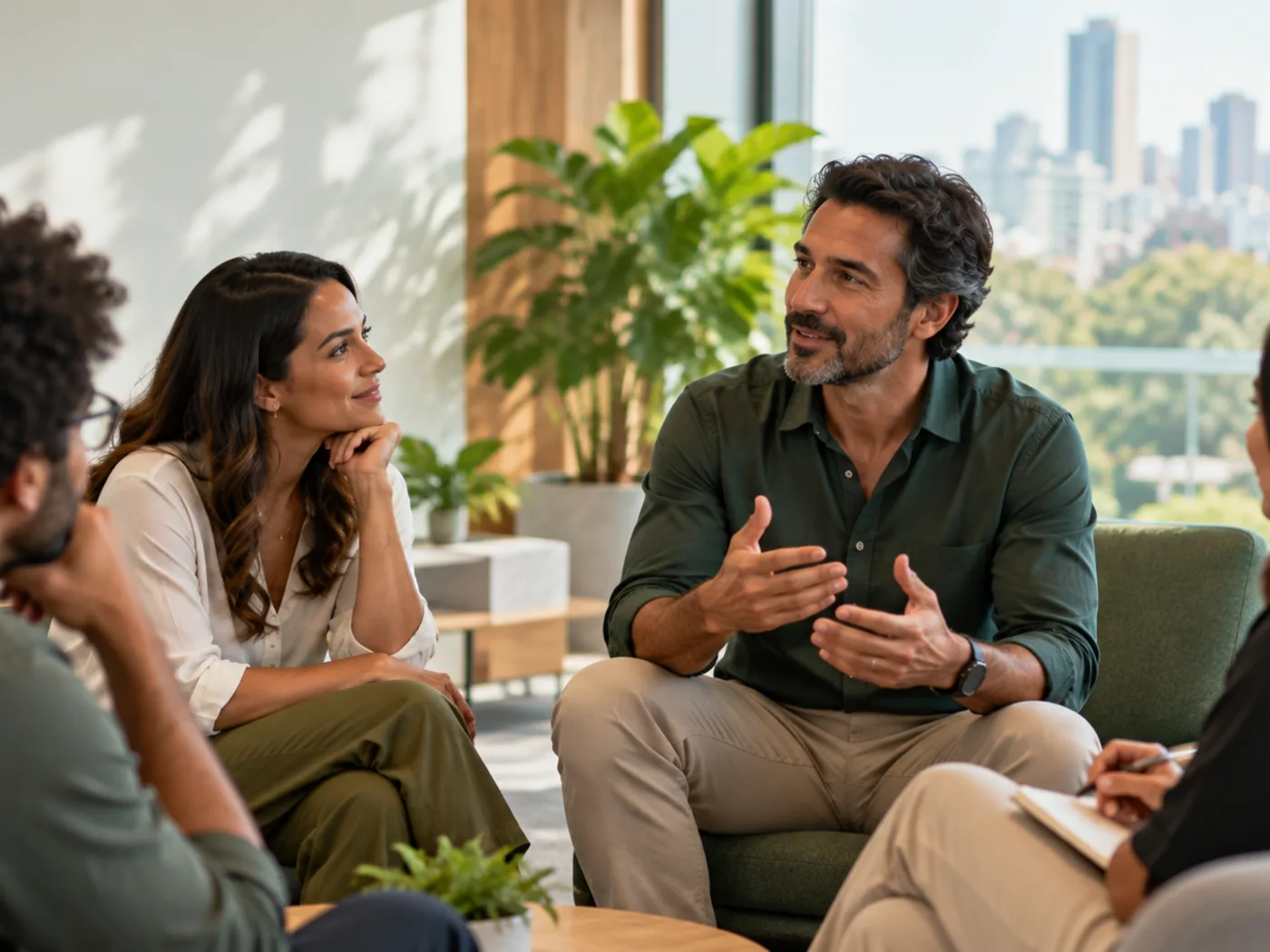 Equipe em atividade colaborativa de desenvolvimento